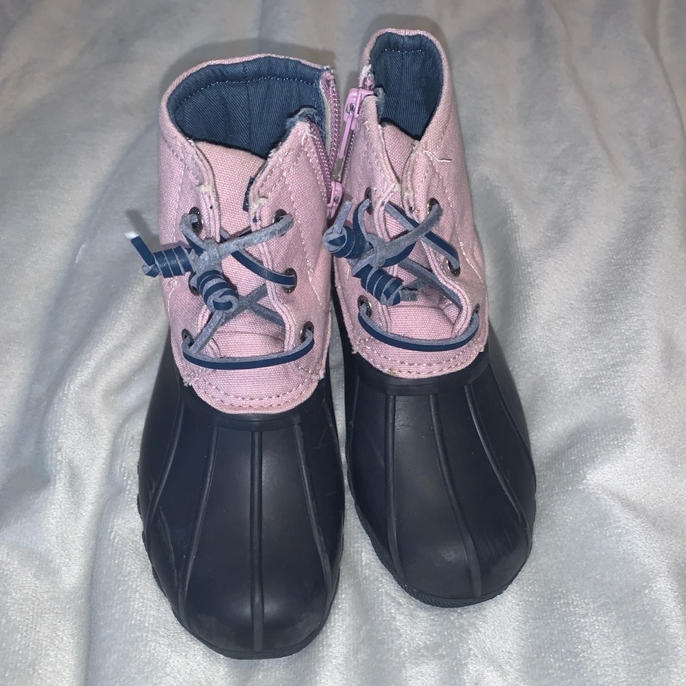 SPerry topsider saltwater duck boots size 11 pink and navy rubber bottom